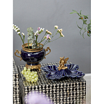 Ваза темно-синяя фарфоровая на бронзовой подставке с ажурным ободком и изогнутыми ручками Eden Garden варинант исполнения - 6 | Loft Concept в Самаре