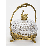 Конфетница из прозрачного рельефного стекла с ручкой и фигуркой лебедя Eden Garden варинант исполнения - 3 | Loft Concept в Самаре