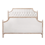 Кровать двуспальная светло-бежевая с основанием из массива дуба с мягким изголовьем Flax Beds варинант исполнения - 1 | Loft Concept в Самаре