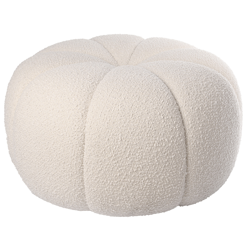 Круглый мягкий пуф с обивкой букле Gabrielle White Boucle Pouf Молочный Круглый мягкий пуф с обивкой букле Gabrielle White Boucle Pouf Молочный в Самаре | Loft Concept