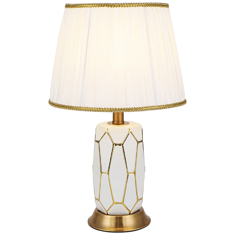 Настольная лампа с абажуром Fiorella Table Lamp White Белый Золотой Настольная лампа с абажуром Fiorella Table Lamp White Белый Золотой в Самаре | Loft Concept