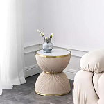 Дизайнерский журнальный стол фактурный с круглой белой столешницей Luler варинант исполнения - 1 | Loft Concept в Самаре