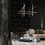 Люстра с 6-ю  пересекающимися цилиндрическими плафонами на тонких тросах Trumpet tube варинант исполнения - 8 | Loft Concept в Самаре