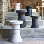 Приставной стол из искусственного камня Chess Black варинант исполнения - 3 | Loft Concept в Самаре