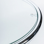 Приставной столик на серебристом основании с столешницей из стекла Noir варинант исполнения - 2 | Loft Concept в Самаре