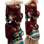 Комплект из 2-х деревянных статуэток Asmat Straw Headdress Statuettes Red Turquoise Tattoo варинант исполнения - 3 | Loft Concept в Самаре