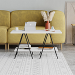 Стол журнальный с белой прямоугольной столешницей и полкой ESSEL WHITE варинант исполнения - 1 | Loft Concept в Самаре