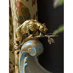 Чаша голубого цвета с оранментом и и бронзовыми фигурами леопардов Eden Garden варинант исполнения - 7 | Loft Concept в Самаре