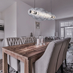 Подвесной светильник линейный с прозрачными стеклянными шарами разного диаметра Eurofase варинант исполнения - 9 | Loft Concept в Самаре