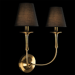 Бра с металлическим основанием бронзового цвета и 2-мя черными конусовидными абажурами Dignity варинант исполнения - 2 | Loft Concept в Самаре