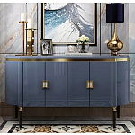 Дизайнерский комод синий глянцевый с золотыми ручками на 4-х дверцах Martin варинант исполнения - 2 | Loft Concept в Самаре