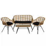 Журнальный столик с столешницей из ротанга и стекла Wicker Tabletop Under Glass варинант исполнения - 3 | Loft Concept в Самаре