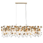 Люстра линейная с подвесками в форме монеток и золотистыми круглыми элементами из металла в виде лепестков FAIRYTREE Light варинант исполнения - 3 | Loft Concept в Самаре