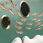 Обои с вышивкой ручной работы Deco Fish Original colourway варинант исполнения - 3 | Loft Concept в Самаре