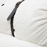 Двухместный диван без подлокотников белый с обивкой букле и ремешками из кожи Blaise Boucle Sofa варинант исполнения - 5 | Loft Concept в Самаре