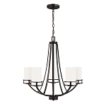 Люстра в цвете темная бронза с 5-ю белыми цилиндрическими плафонами Generation Lighting варинант исполнения - 2 | Loft Concept в Самаре