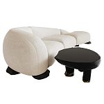 Диван Cannes трехместный с обивкой букле молочного цвета варинант исполнения - 3 | Loft Concept в Самаре