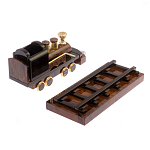 Часы настольные в виде паровоза из натурального камня Обсидиан Train Stone Clock варинант исполнения - 6 | Loft Concept в Самаре