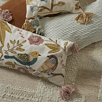 Чехол на подушку с кисточками и вышивкой птиц Ethnic mix Birds Rect варинант исполнения - 6 | Loft Concept в Самаре
