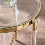 Золотой приставной столик с круглой стеклянной столешницей Weightless Table варинант исполнения - 7 | Loft Concept в Самаре