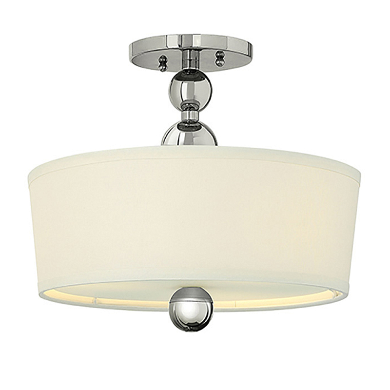 Потолочный светильник с белым цилиндрическим плафоном и шарообразными деталями Hinkley Никель Бежевый в Самаре | Loft Concept 