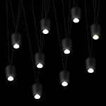 Подвесной светильник черными плафонами на длинных пересекающихся тросах Construction варинант исполнения - 10 | Loft Concept в Самаре