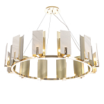 Люстра подвесная круглая с прямоугольными мраморными и золотистыми панелями на металлическом каркасе Диаметр 118 см Marble square Chandelier варинант исполнения - 3 | Loft Concept в Самаре