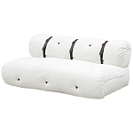 Двухместный диван без подлокотников белый с обивкой букле и ремешками из кожи Blaise Boucle Sofa варинант исполнения - 2 | Loft Concept в Самаре