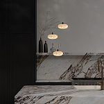 Подвесной светильник с плафоном в виде эллипса из белого алебастра Cryptocrystalline Stone варинант исполнения - 6 | Loft Concept в Самаре