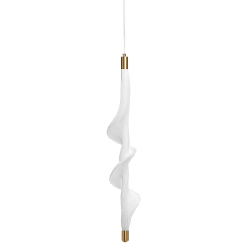 Люстра с белым скрученным плафоном Golden Swirl Белый Латунь в Самаре | Loft Concept 