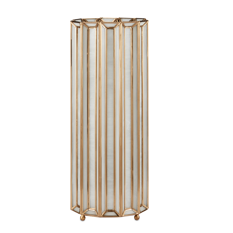 Настольная лампа в форме цилиндра фактурная Soft Glow Lamps Молочный Латунь в Самаре | Loft Concept 