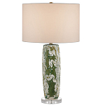 Настольная лампа керамическая с кремовым абажуром Scenic Column варинант исполнения - 4 | Loft Concept в Самаре