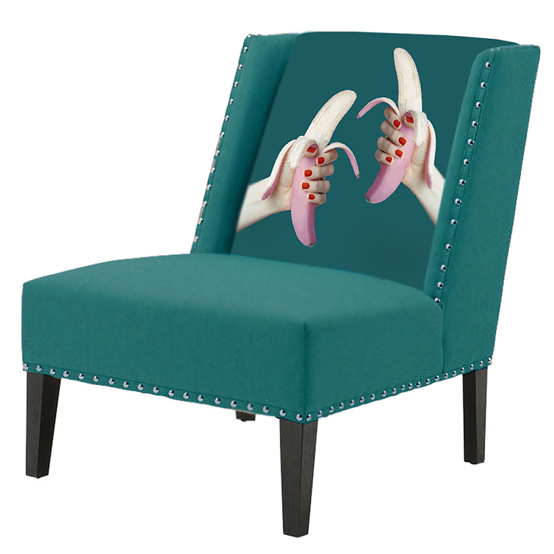 FUN Armchair Two Bananas Turquoise Дизайнерское кресло с цветным принтом Бирюзовый в Самаре | Loft Concept 