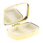 Таблетница карманная прямоугольная с 2-мя отделениями с зеркалом и накладкой из натурального камня Малахит Gold Stone Pillboxes варинант исполнения - 2 | Loft Concept в Самаре