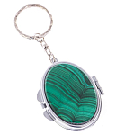 Зеркало брелок карманное двухстороннее из натурального камня Малахит Stone Mirrors варинант исполнения - 1 | Loft Concept в Самаре