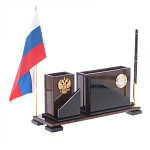 Настольный письменный набор с часами из природного камня обсидиана For the Deputy варинант исполнения - 2 | Loft Concept в Самаре