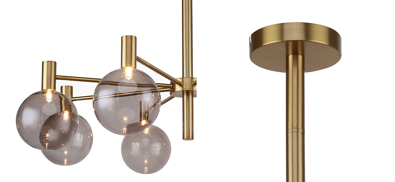 Люстра с выдувными плафонами коньячного цвета Carmella Globe Brass Люстра с выдувными плафонами коньячного цвета Carmella Globe Brass - Loft-Concept в Самаре