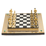 Шахматы из бронзы и натуральных камней Долерит и Мрамор с гравировкой Decorative Thematic Chess варинант исполнения - 1 | Loft Concept в Самаре