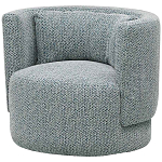 Дизайнерское мягкое кресло с круглой мягкой спинкой в голубой пестрой обивке Roux Round Armchair варинант исполнения - 1 | Loft Concept в Самаре