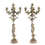 Подсвечники из бронзы на 10 свечей на подставке из камня креноид Stone Candlestick варинант исполнения - 1 | Loft Concept в Самаре