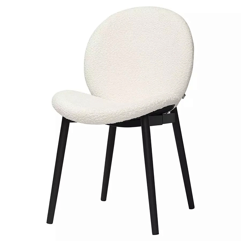 Стул мягкий с буклированной обивкой Chair with Boucle Upholstery Молочный Светло-серый Стул мягкий с буклированной обивкой Chair with Boucle Upholstery Молочный Светло-серый в Самаре | Loft Concept