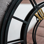 Зеркало настенное в чёрной металлической раме в виде часов Mirror Tower Clock варинант исполнения - 2 | Loft Concept в Самаре