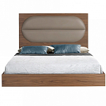 Кровать двуспальная с высоким изголовьем из дерева и подушек из экокожи Modern Look варинант исполнения - 3 | Loft Concept в Самаре