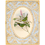 Декоративный постер с изображением птиц в раме с рельефным растительным узором Blooming Birds Poster варинант исполнения - 6 | Loft Concept в Самаре