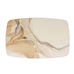 Обеденный стол с прямоугольной бежевой столешницей из стекла на 4-х деревянных ножках Beige Marble варинант исполнения - 2 | Loft Concept в Самаре