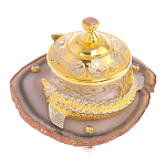 Икорница с декором "Осетр" с гравировкой на подставке из натурального камня Агат Decorative Cavair Dishes варинант исполнения - 2 | Loft Concept в Самаре