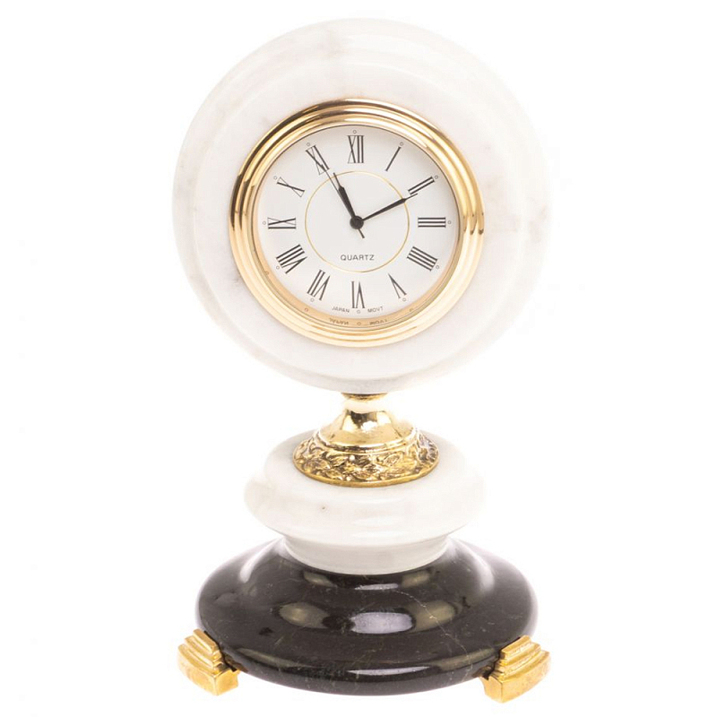 Часы настольные бронзовые из натуральных камней Мрамор и Змеевик Stone Clock Черный Белый Зеленый Бронза Часы настольные бронзовые из натуральных камней Мрамор и Змеевик Stone Clock Черный Белый Зеленый Бронза в Самаре | Loft Concept
