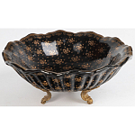 Блюдо черного цвета из фрафора на бронзовых ножках Eden Garden porcelain and bronze варинант исполнения - 1 | Loft Concept в Самаре