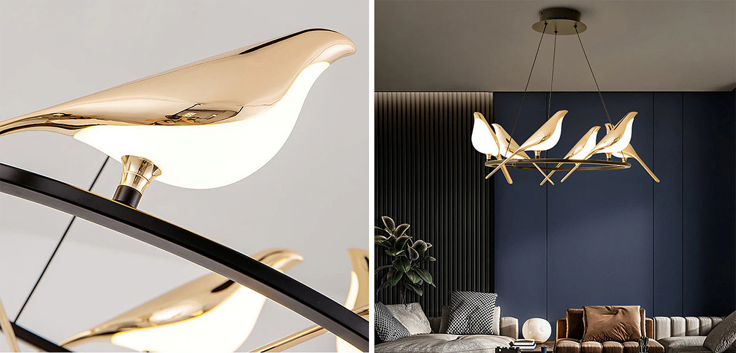 Люстра с золотыми птичками круглая NOMI Chandelier Six birds Round Люстра с золотыми птичками круглая NOMI Chandelier Six birds Round - Loft-Concept в Самаре