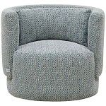 Дизайнерское мягкое кресло с круглой мягкой спинкой в голубой пестрой обивке Roux Round Armchair варинант исполнения - 3 | Loft Concept в Самаре